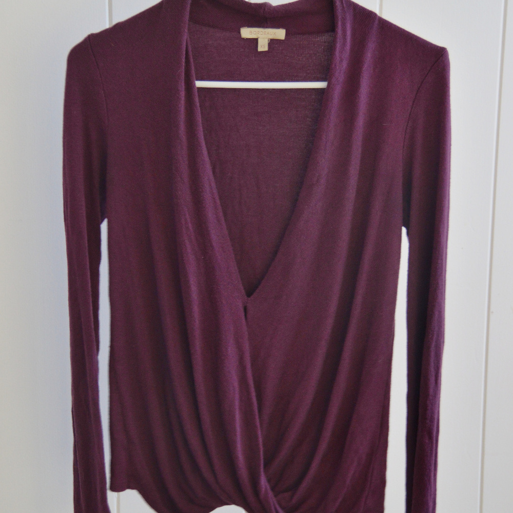 Anthropologie Bord faux wrap sweater - drape knit top